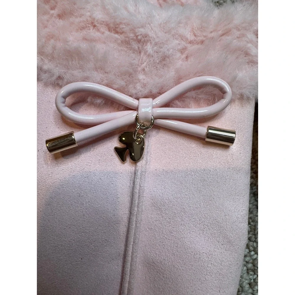 Kate Spade Lacey Pink Faux Fur Bow Slippers Women's‎ Size 9B